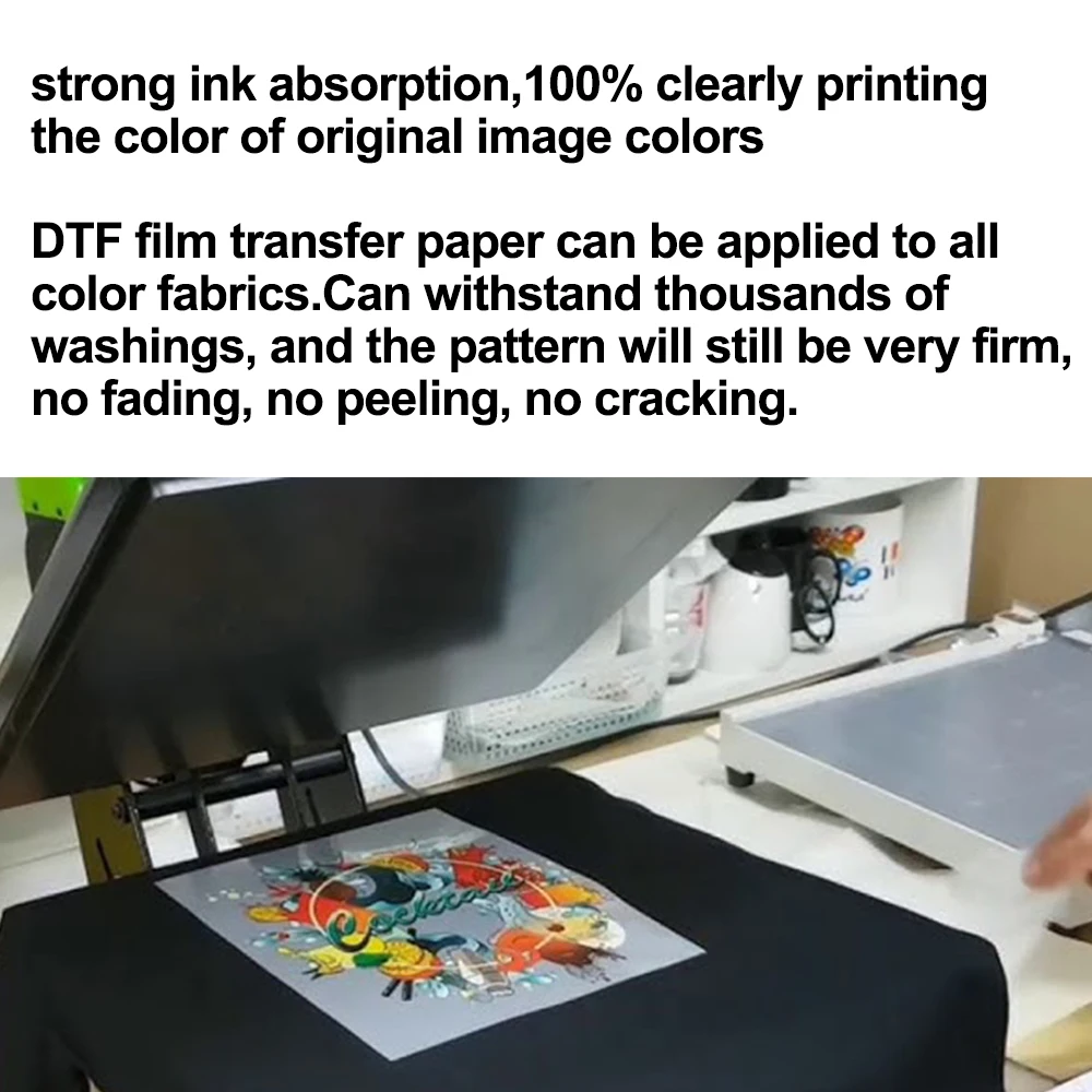 50 Sheets A4 DTF Film with Single-Side Water-Based Coating Direct to Film Printers for DIY Direct Print on T-Shirts Textile