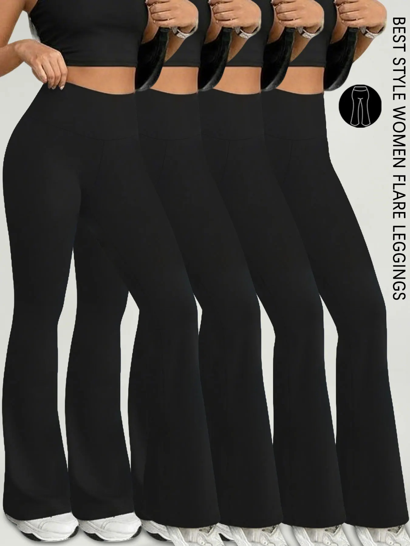 

Комплект из 4 женских расклешенных брюк для йоги с высокой посадкой и низом. Идеально подходит для йоги или повседневного использования.