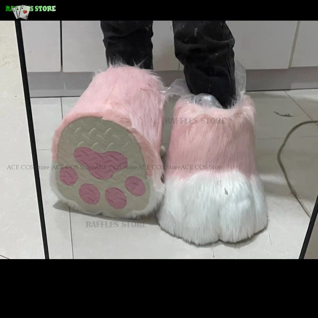 Fursuit Paw Shoes Accessories Furry Cosplay Rubbit Cat Boots Cute Fluffy Animal Cosplay Manga Party Cos Wearable Unisex Costume