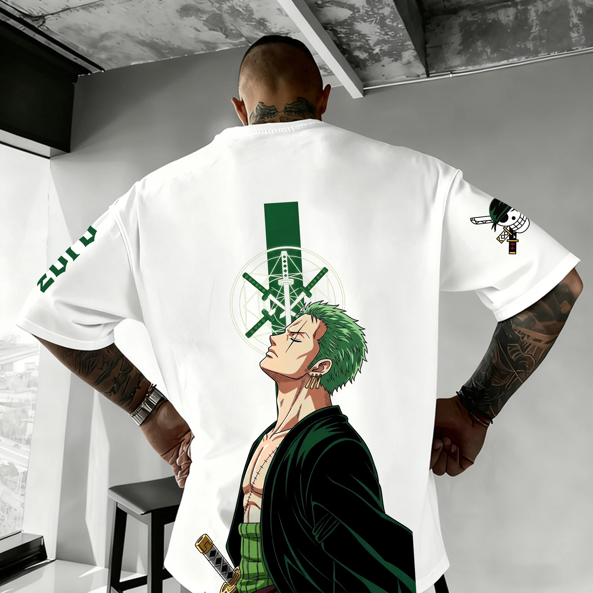 One Piece Japanese Anime Printed Men's T-Shirt Roronoa Zoro Harajuku Short Sleeve  Luffy T-shirt Clothing 2026 New Summer