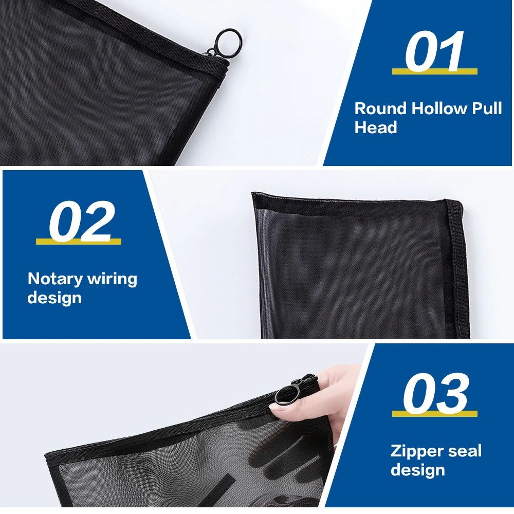 Toiletry Bag Organizer Travel Pouch Clear Mesh Zipper Cosmetic Small Purse Waterproof Nylon Shower Handbags