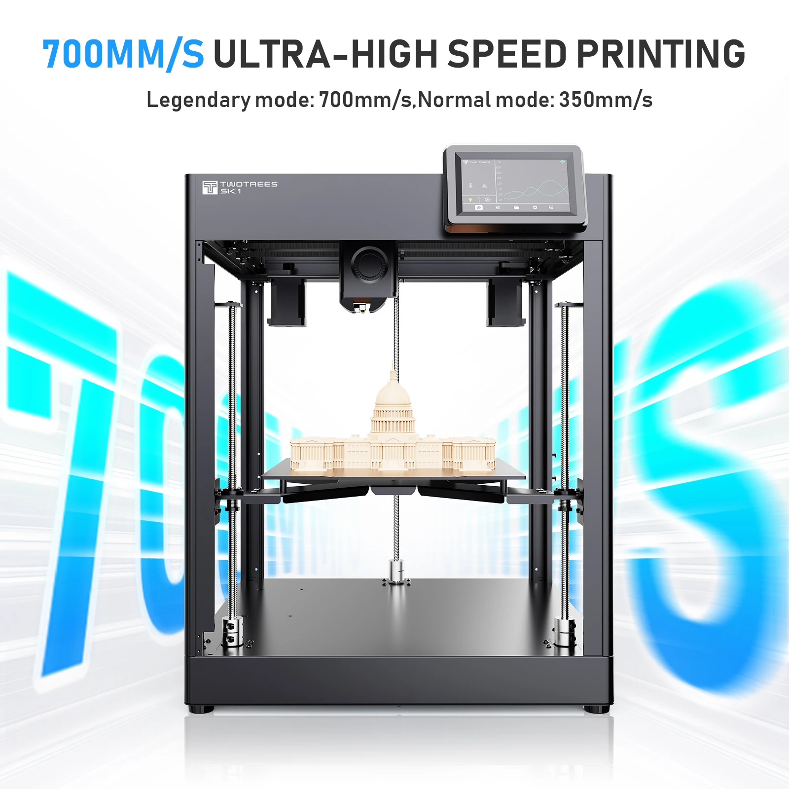 Twotrees SK1เครื่องพิมพ์3D FDM สำหรับอุตสาหกรรมการศึกษาขนาดใหญ่ความเร็วสูงที่ประกอบไว้ล่วงหน้าเครื่องพิมพ์3D