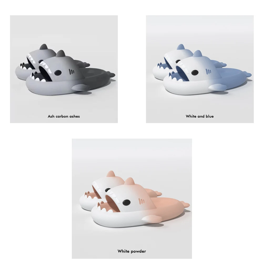 

Four Seasons Shark Shoes Men's and Women's EVA Gradient Pink White Slippers Fashion Flip flops Couple Home Anti slip Shoes