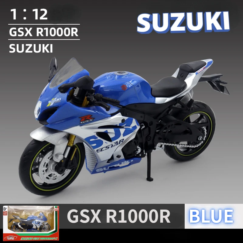 Modelo de motocicleta de carreras de aleación Suzuki GSX-R1000R Aprilia RSV4, 1:12, fundición a presión, modelo de motocicleta de Cross-Country,