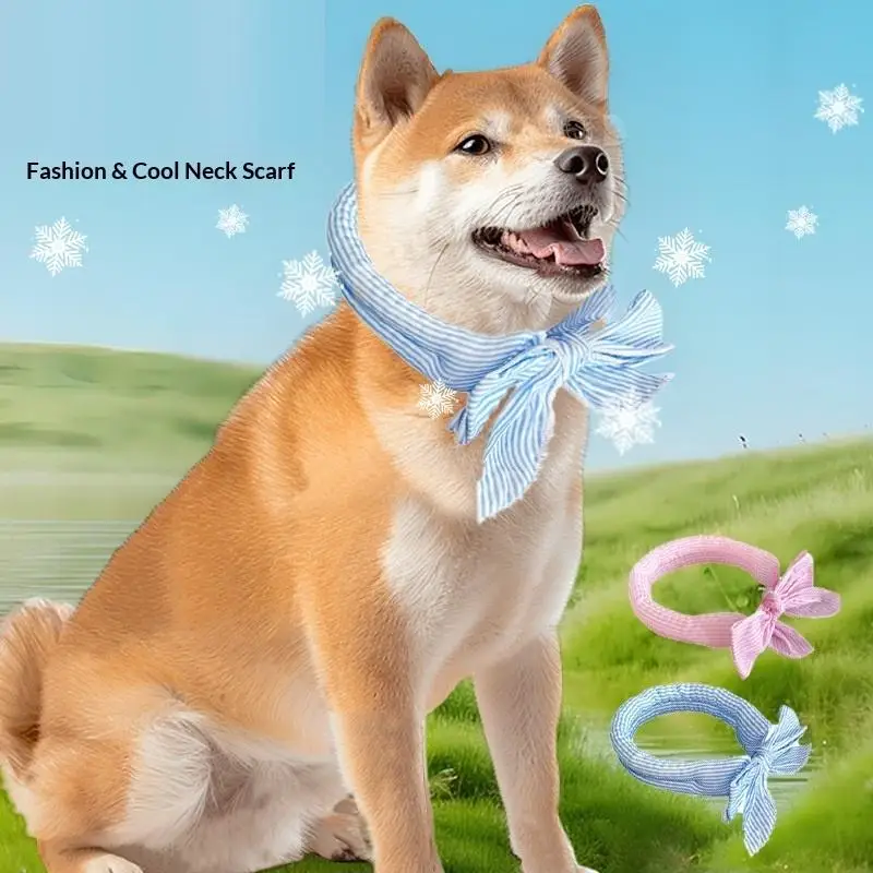 Lightweight Pet Cooling Ice Scarf Breathable Heat Resistant Adjustable Collar for Dogs Summer Outdoor