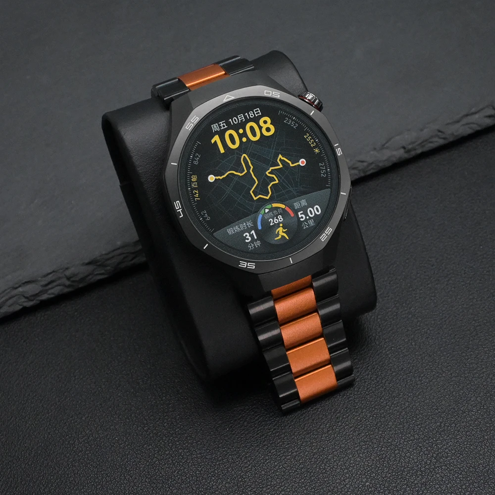 حزام من الفولاذ المقاوم للصدأ باللون الأسود 22 ملم لساعة Amazfit Balance 2 Huawei Watch 4 4 Pro Ultimate GT3/4/5 Pro 46 ملم Oneplus Watch 3 2 2R Band