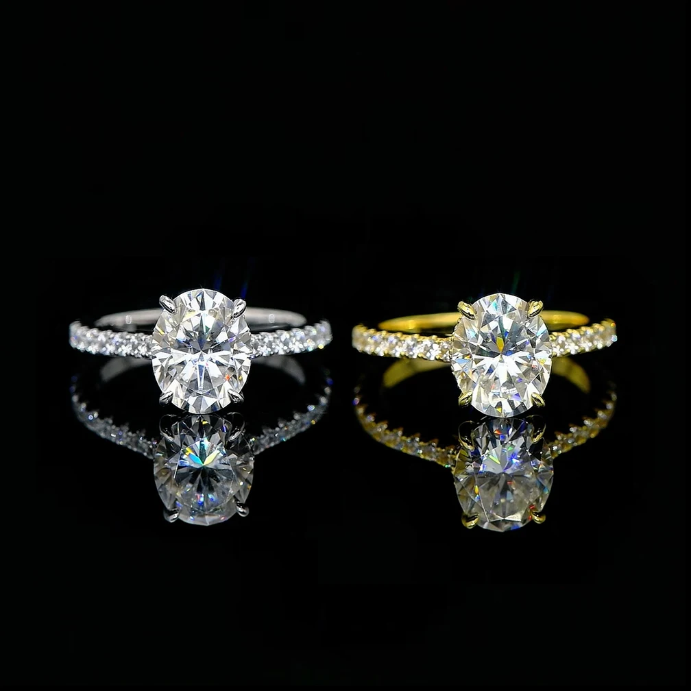 IOGOU 3.0CT Oval Cut Moissanite Engagement Wedding Ring for Women Real 925 Silver Classic Ring 10x8mm Lab Diamond Finger Jewelry