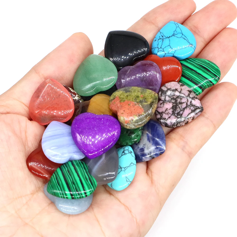 

20mm Love Heart Natural Stone Healing Crystal Amethyst Quartz Chakra Massage Gemstone Pocket Gift Home Decor Jewelry Accessories