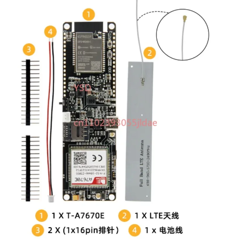 T-A7670SA 4G LTE CAT1 ESP32 Development Board Support GSM GPRS EDGE