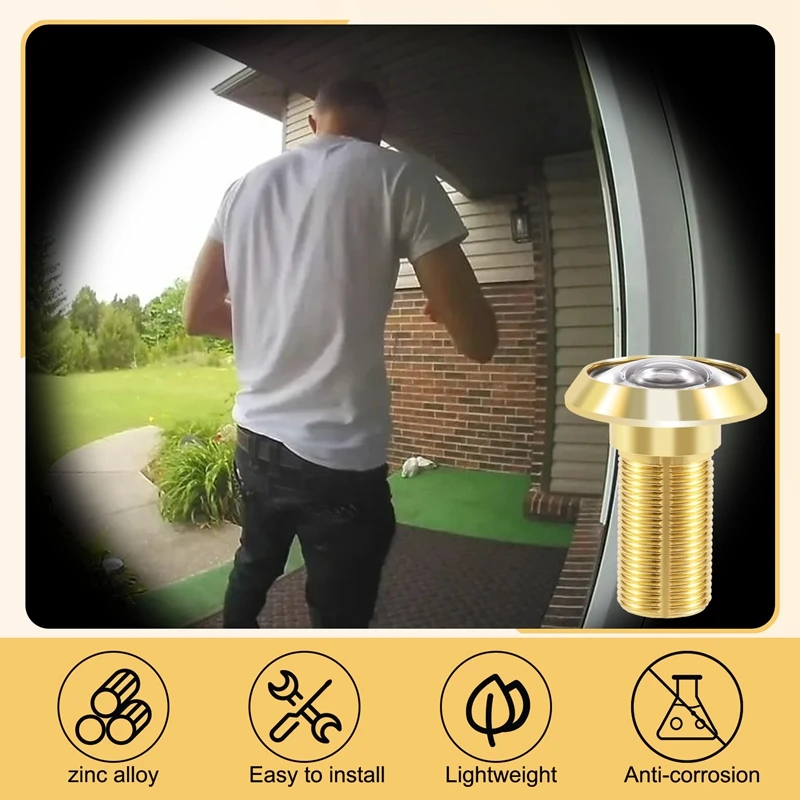 A74E-200 derajat ditarik 36-58mm keamanan pintu Viewer lubang intip Spyhole + penutup, emas