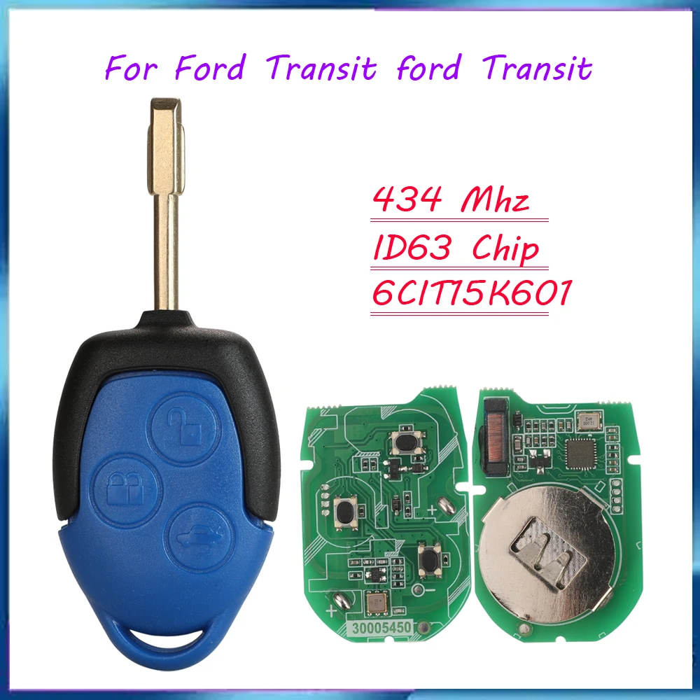jingyuqin New For Ford Transit 2006-2013 434MHz 4D63 Chip Remote Car Key 6C1T15K601AG 6CIT15K601