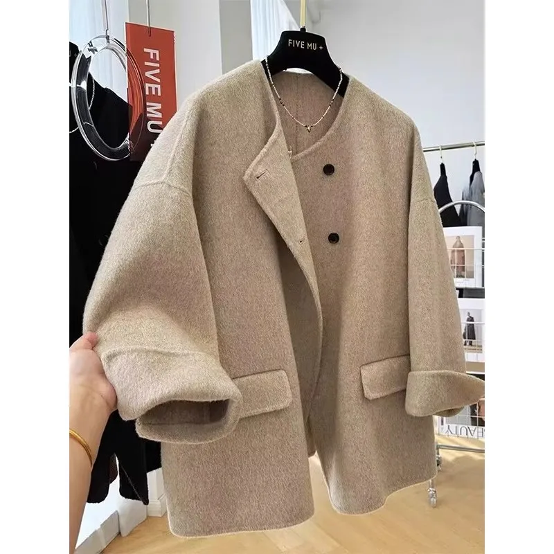 

Extra Large 300 Pou Double-Faced Woolen Coat Men's Casual Double-Buttoned Autumn Winter New Sle Warmth Comfortable Fit