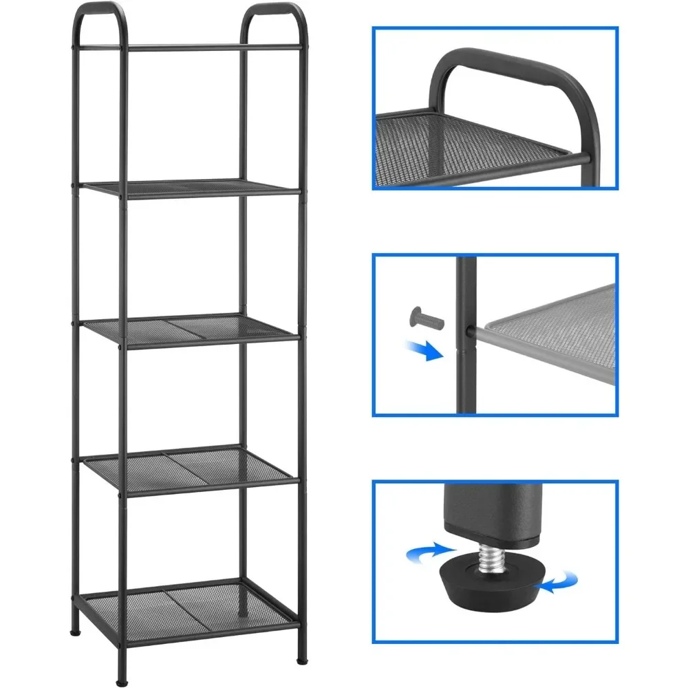 MAX Houser Storage Rack with Shelf,Industrial Style Extendable Plant Stand, Standing Shelf Units for Kitchen, Bathroom