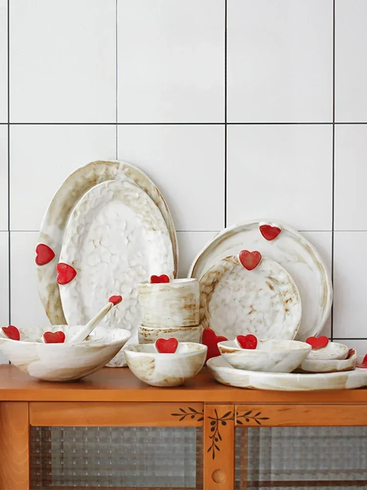 · Tableware Household Handmade Ceramic  Bowls, Plates and Cups Set