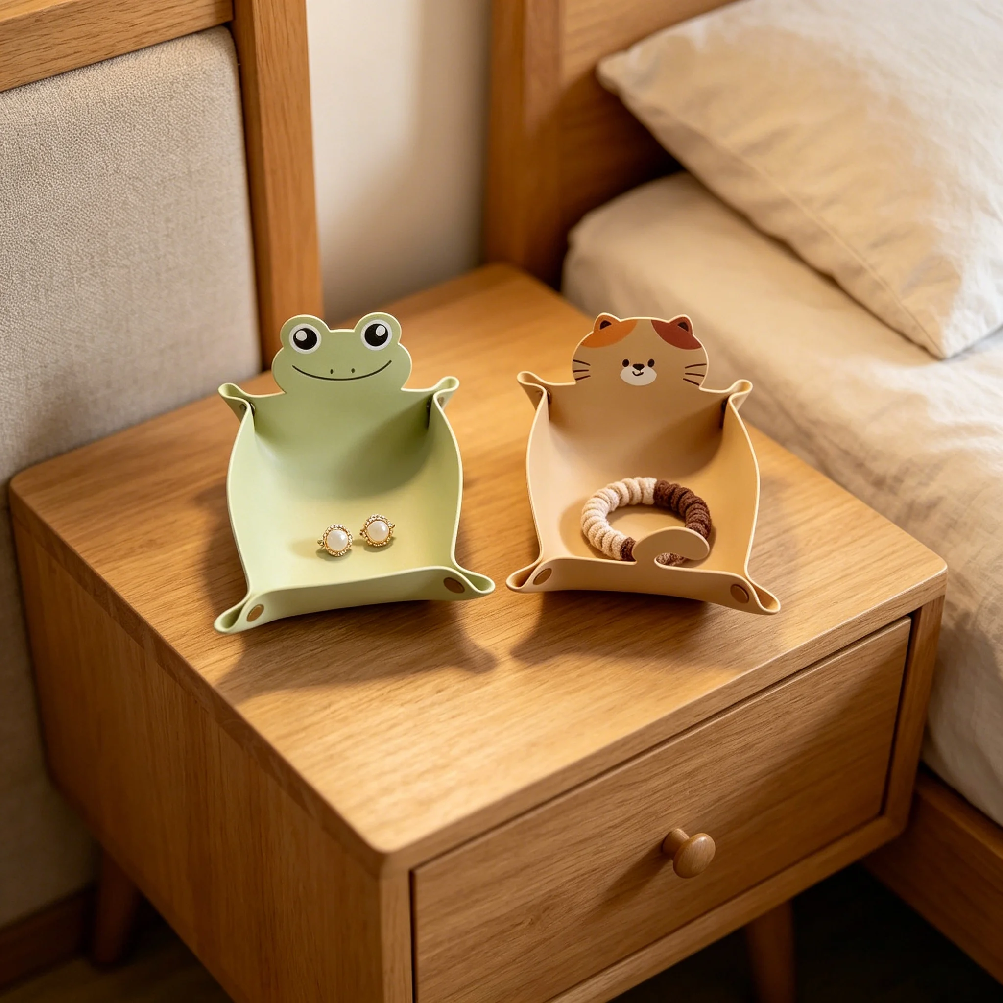 1pc PU Leather Dice Tray Cute Cat Shape Game Accessories Dice Tray Box Folding Function Key Storage Tray