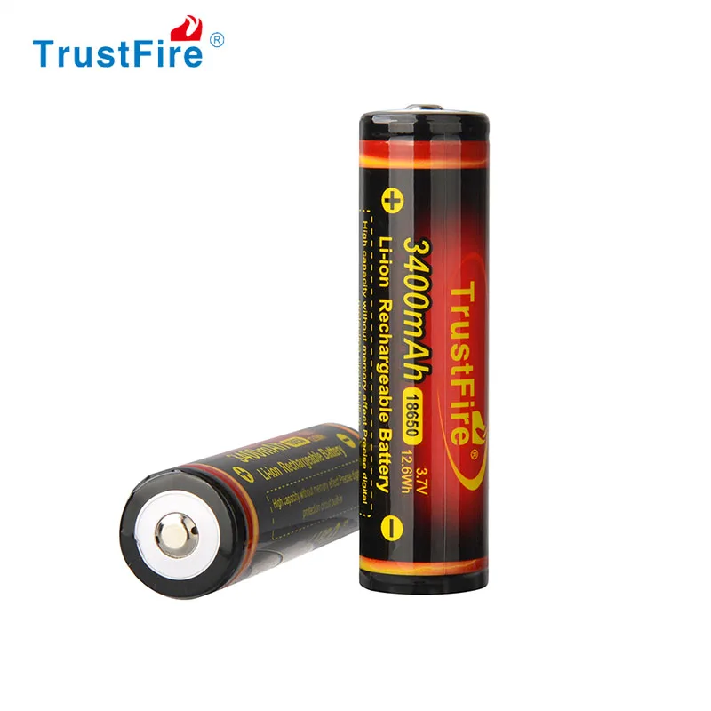 100% TrustFire 18650 3400Mah Lithium Battery 3.7V Rechargeable Li Ion Cells For Electric Toy Bicycle Light Headlight Flashlight