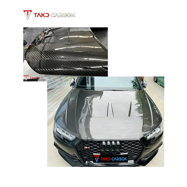 CARBON Ease the Burden universal rear spoilers Dry Carbon Fiber Engine Hood Bonnet For AUDI A4 S4 B9