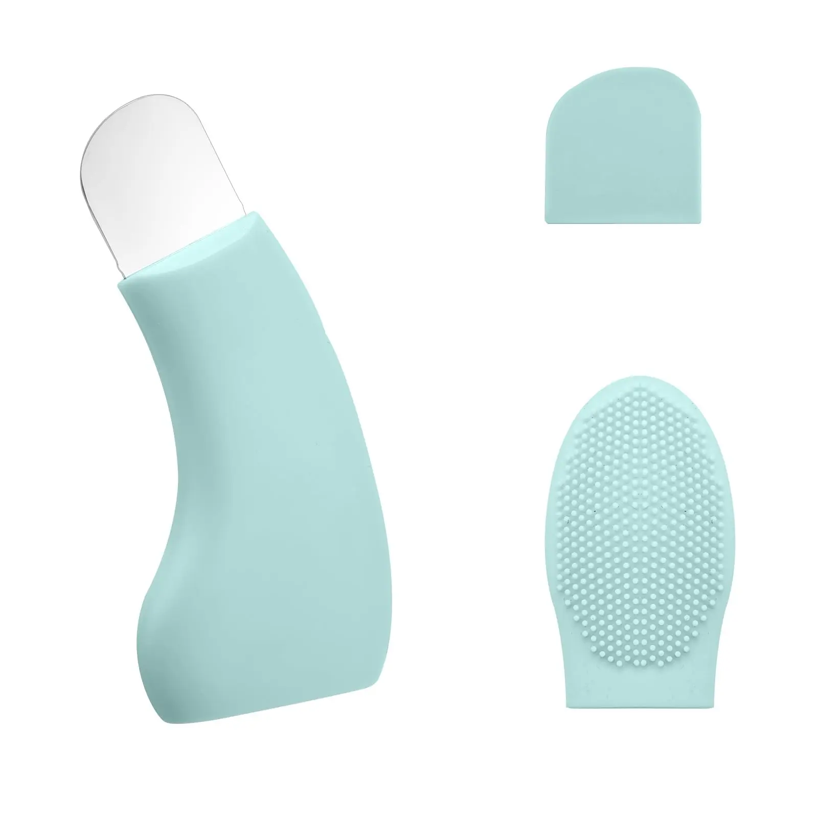 블랙헤드 제거 도구, 스테인레스 스틸 얼굴 스크레이퍼 도구, 블랙 헤드 추출기, 피부용 방진 커버가 있는 실리콘 브러시