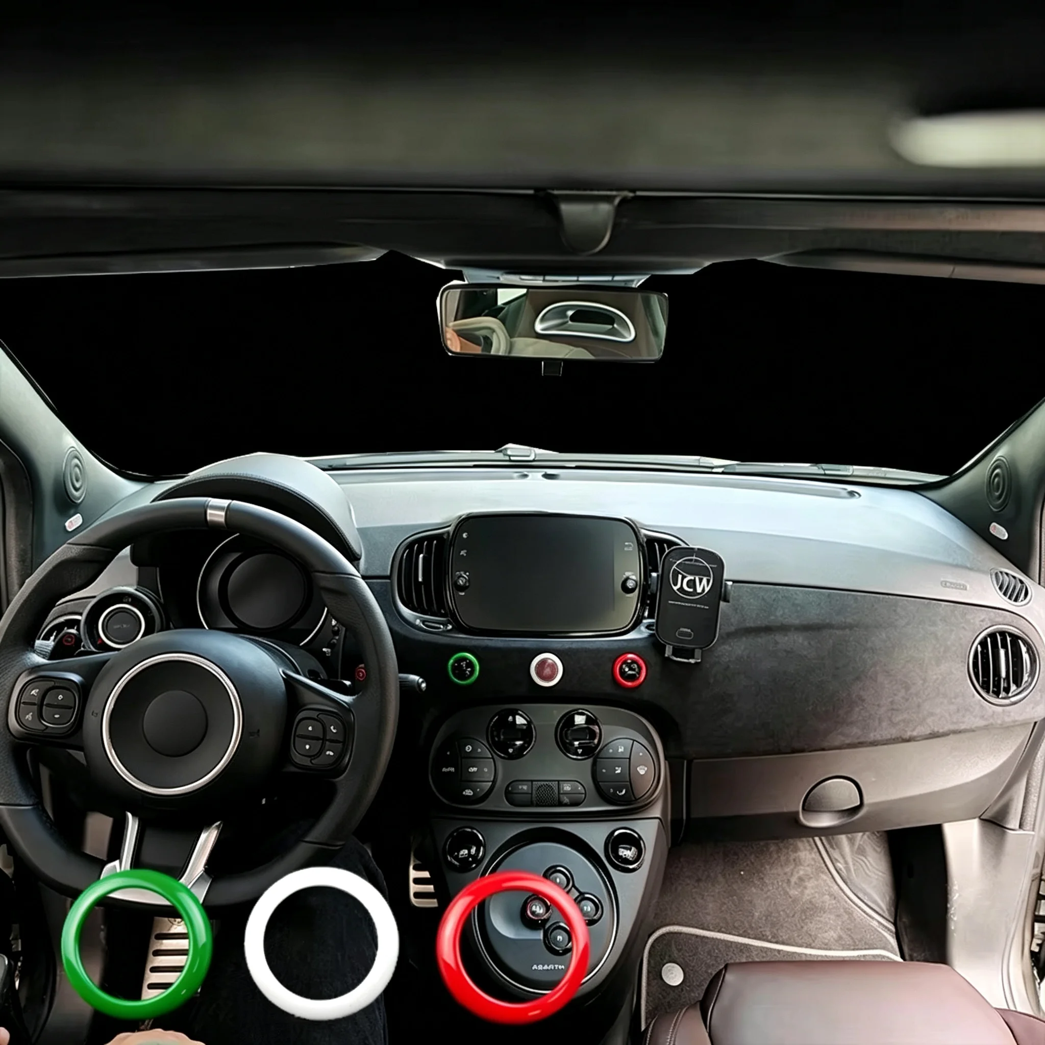 Brand New ABS Material Racing Style Italian  Color Interior Button Rings Cover Decorate For Fiat 500 Abarth 595 695 (3PCS/Set)