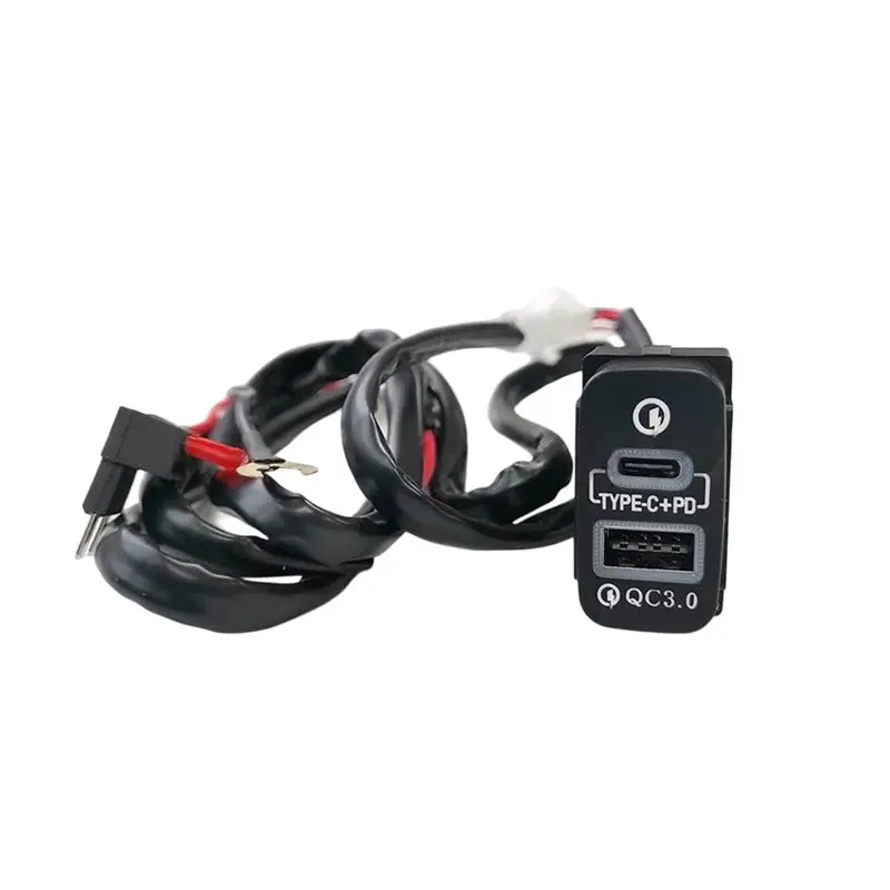 Adaptador de Carro A20K-Type-C com Botão de Pressão e USB Duplo para Mitsubishi Outlander, Lancerex, Lancer EX, Pajero Sport, AS