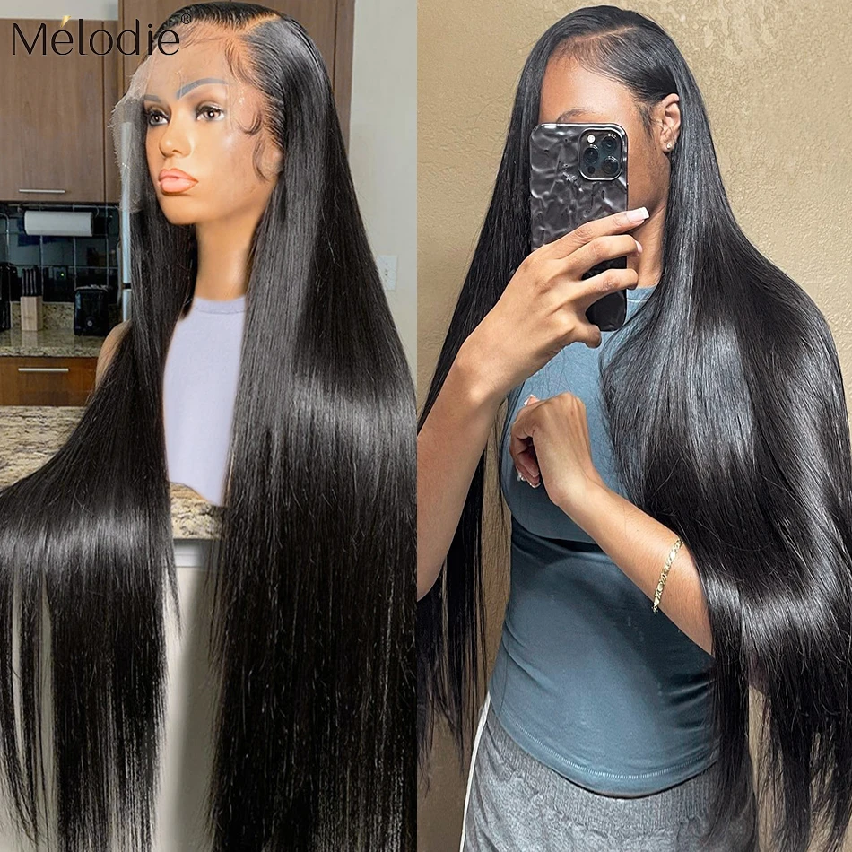 Melodie 30 40 Inch 13X6 HD Lace Frontal Wig Human Hair 13x4 Straight 250 Density Pre Plucked 4x4 Closure For Women