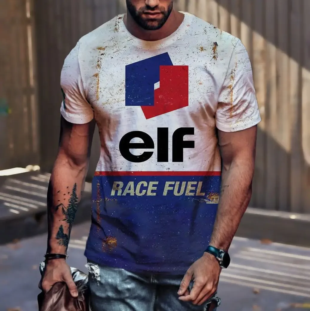2024 Casual T-shirt Men's White-collar Shorts Men's Shirt Summer Quick Drying Breathable Racing Motorcycle 3D Printed Top Short image 6