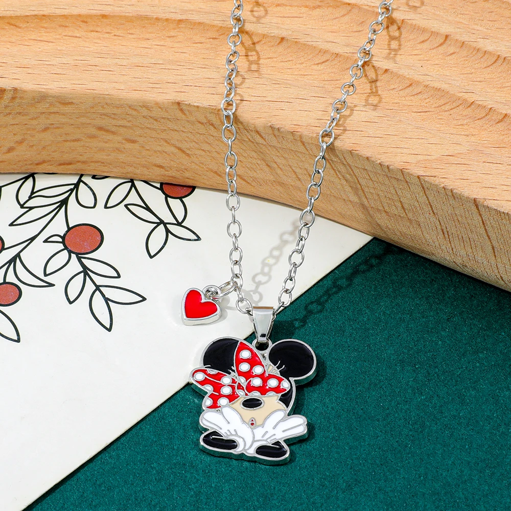 Collier pendentif en forme de dessin animé Mickey Mouse, chaîne de pull, accessoire pour garçons et filles, jouet pour enfants, cadeau