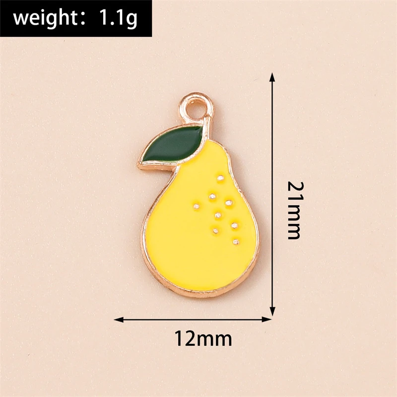 20 Stück 12X21mm Niedliche Emaille-Obst-Birnen-Anhänger für die Herstellung von Ohrhängern, Halsketten, Armbändern, DIY-Handwerk und Schmuckzubehör – Detail 1