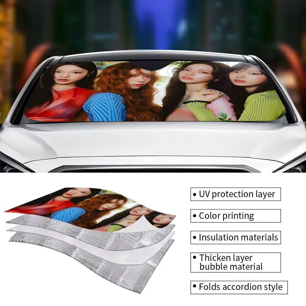 K-KPOP A-Aespas 앞 유리 차양 자동차 SUV 트럭 앞 창 차양 액세서리 바이저 보호대 쉴드 커버