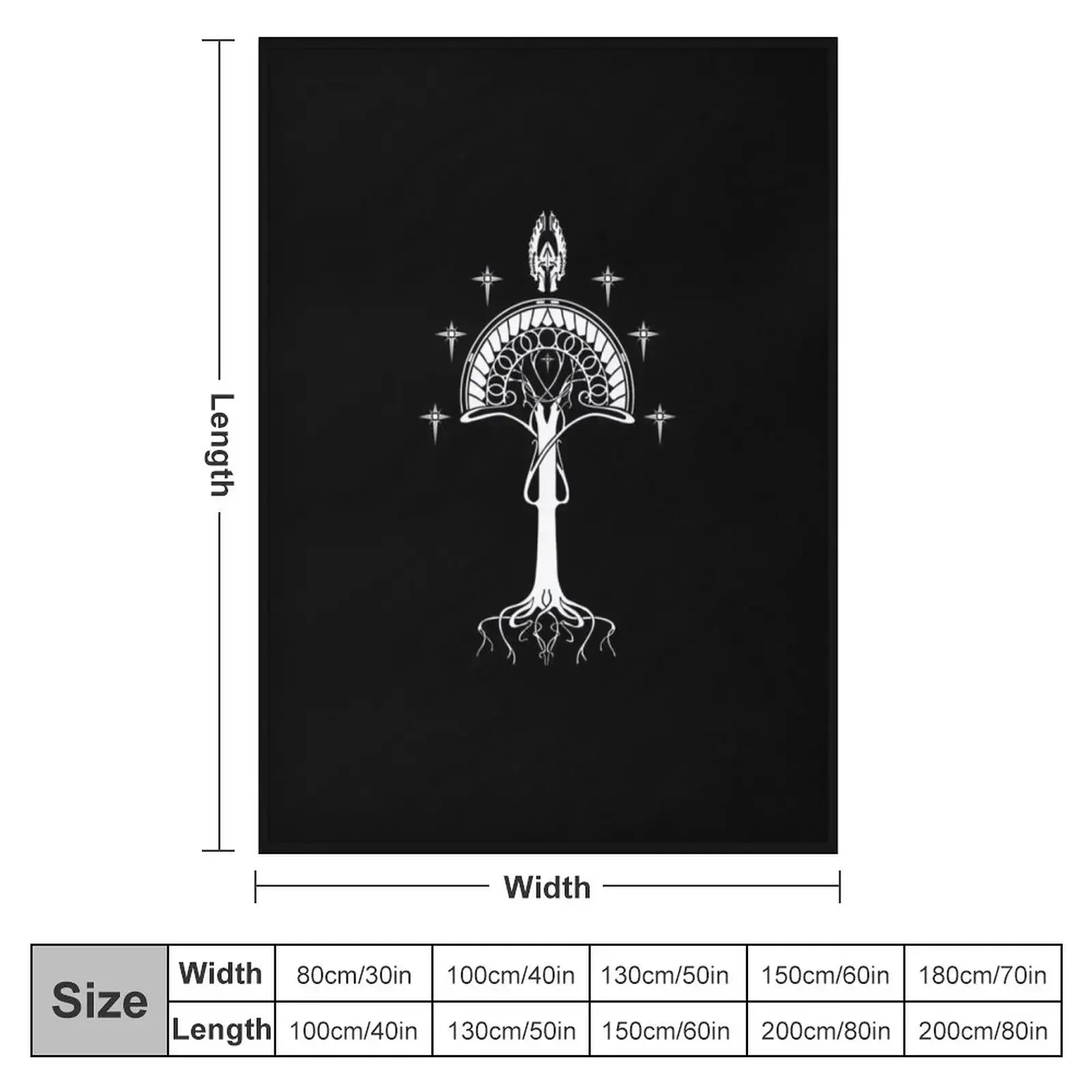 Sigil of the United Kingdom of Arnor and Gondor (Gondorian black variant) Throw Blanket