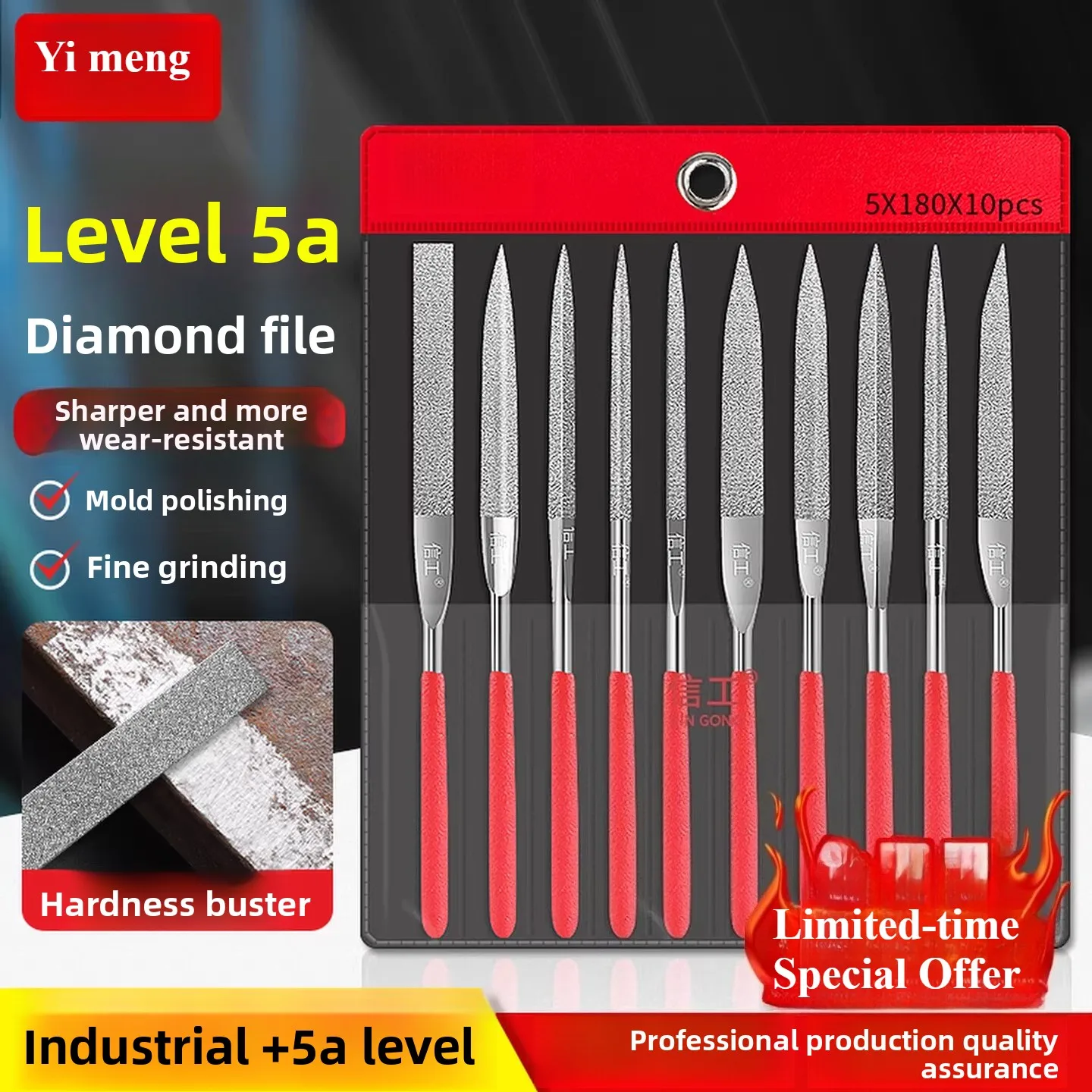 Diamond File Set - 150 Mesh Small Alloy Triangular File - Precision File Set for Polishing Round Flat and Semi-Circular Surfaces