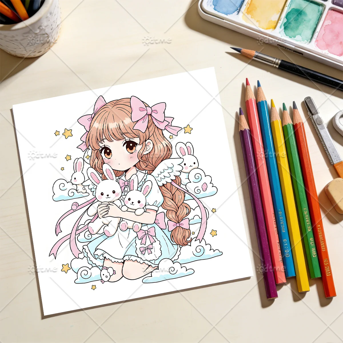 Anti-Angst Anime Kawaii Mädchen Malbuch für Erwachsene DIY Mal- und Zeichenkunst-Aktivitätsbuch Perfektes Geschenk zur Entspannung – Detail 9