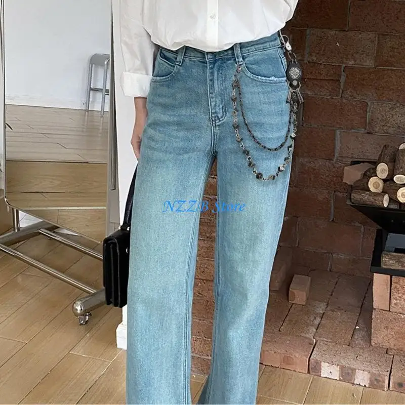 

T21F Punk Dices Link Trucker Rocker Biker Men's Alloy Jean Chain Gothic Pants Chain Decoration for Jeans and Trousers