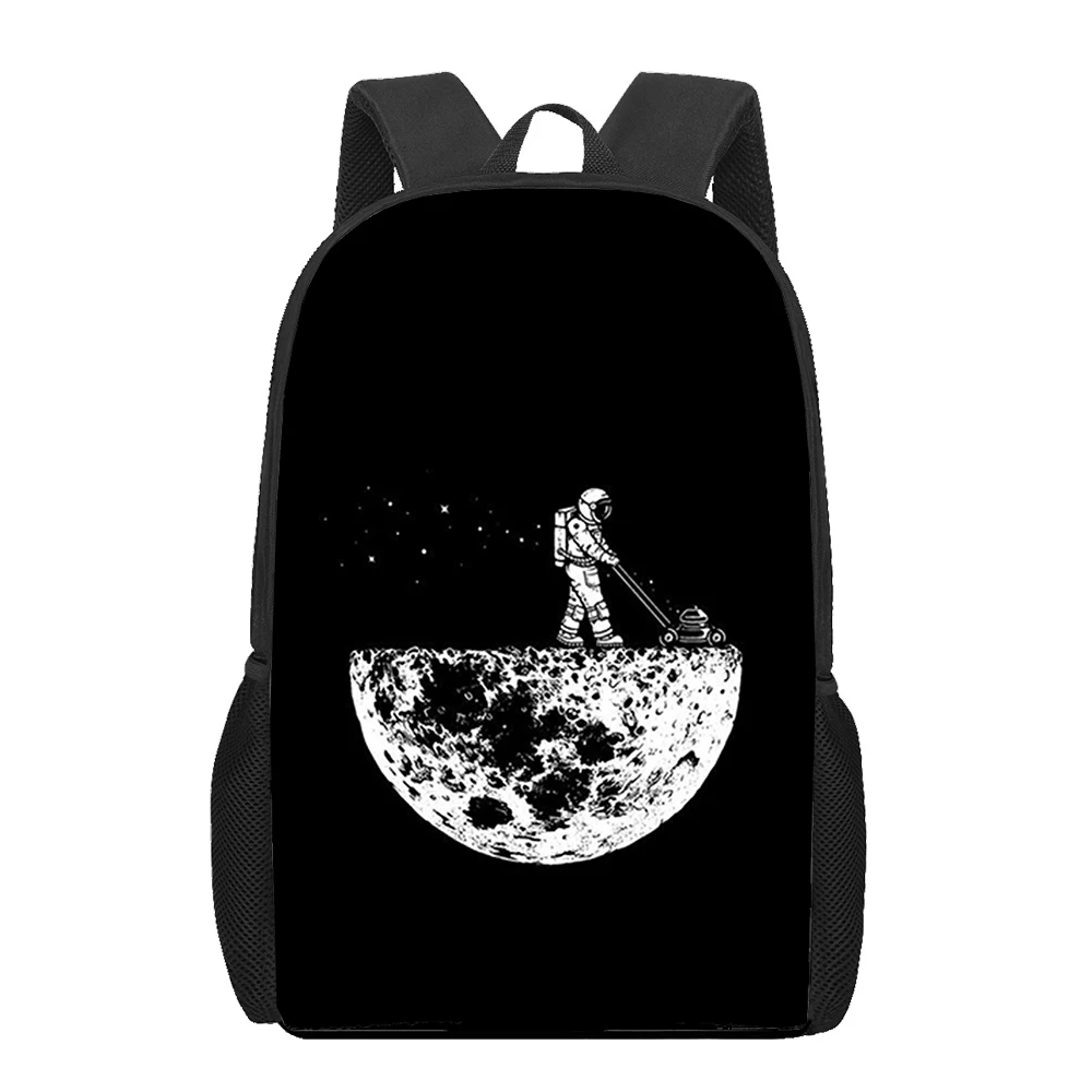 

Astronaut Black Art Printed School Bag Planet Space Men 16 Inch Backpack for Teen Boys Kindergarten Book Bags Children Backpacks