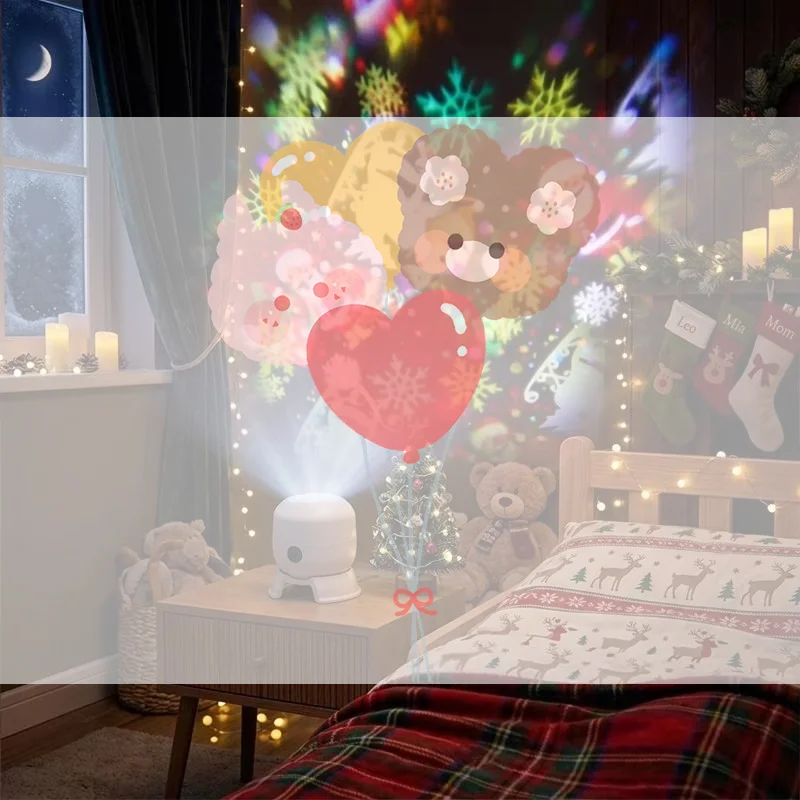 Christmas Projector Light Rotating LED Projection Lamp Santa Claus Snowflake Elk Xmas Decor Night Light Rechargeable