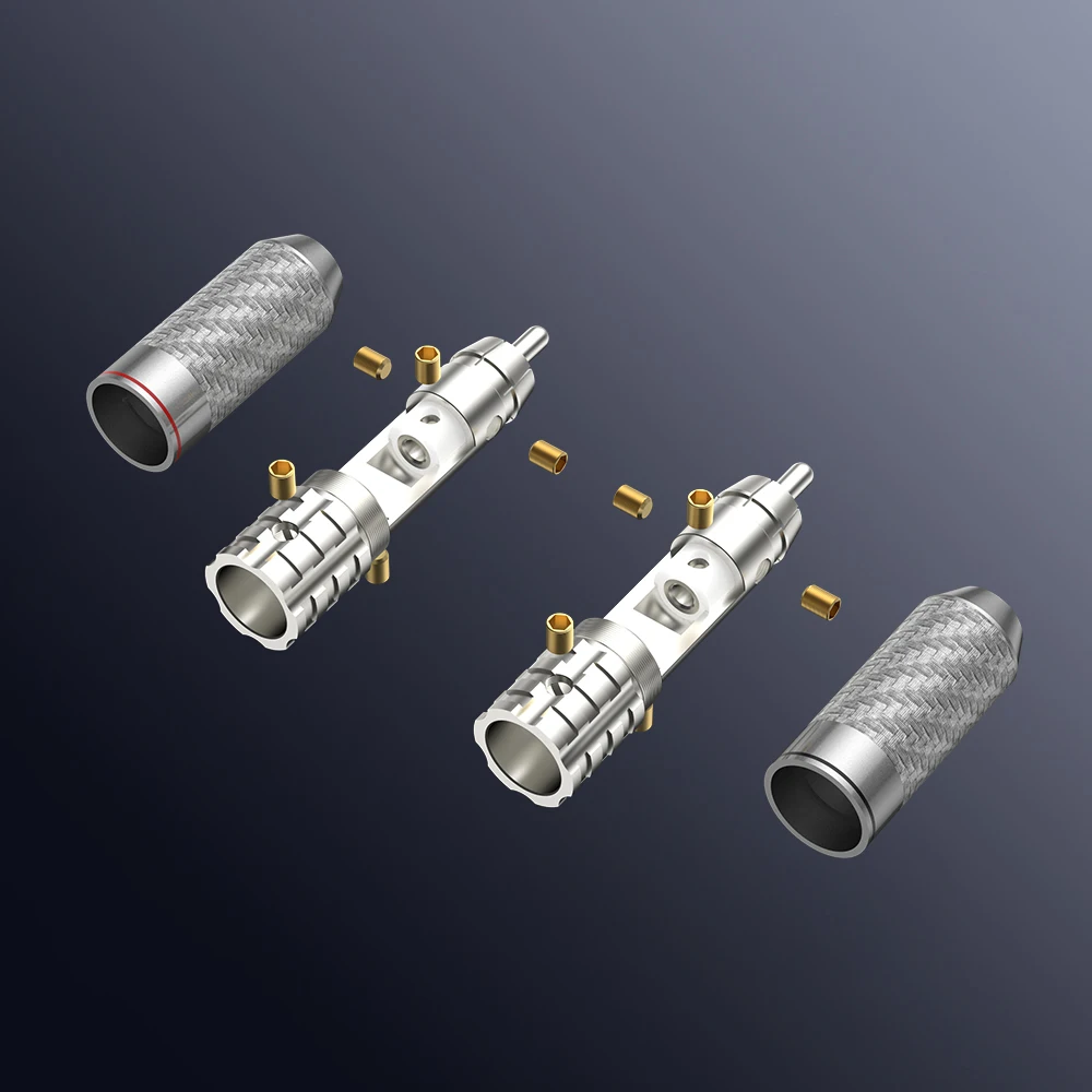 

Viborg 4 Pcs Hi-end VR108R Carbon Fiber Pure Copper Rhodium Plated RCA Signal Amplifier Carbon RCA Plug for Hi-end Audio Cable