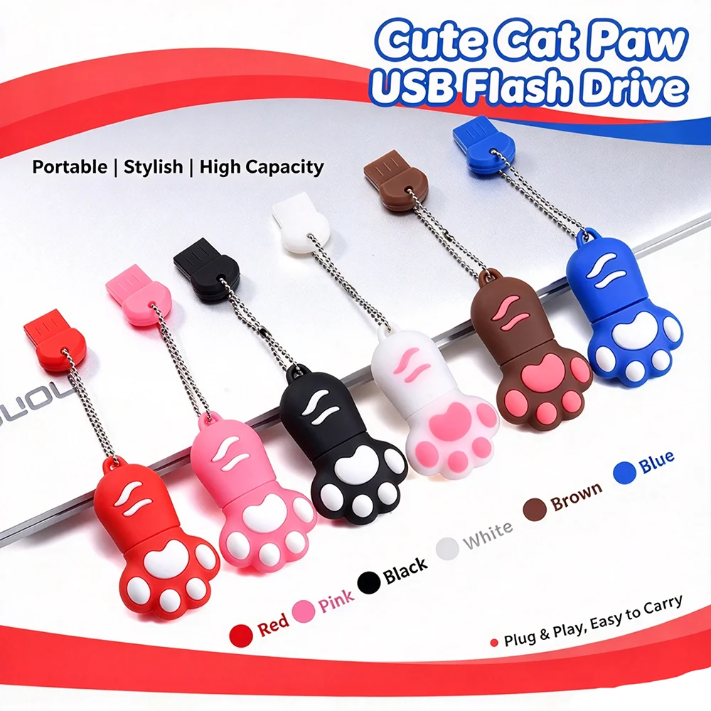 Cute Cat Claws Pen Drive 4gb 8gb 16gb 32gb 64gb Cartoon USB Flash Drive USB Flash Memory Stick Actual Capacity Pendrives U Disk