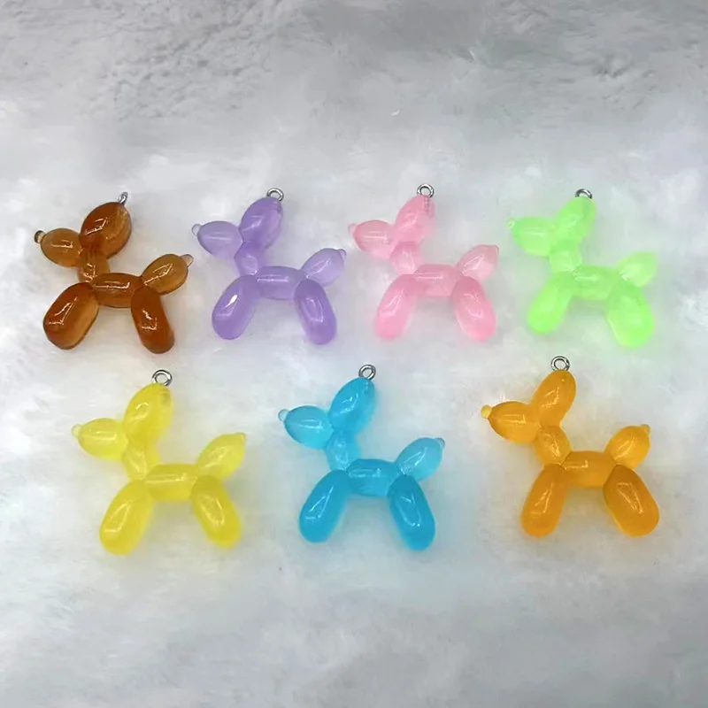 Imagem -03 - Popular Geléia Balão Cão Resina Encantos Animal Bling Mix Pingente por Atacado para Brinco Chaveiro Jóias Faça Você Mesmo Fazer 200 Pcs