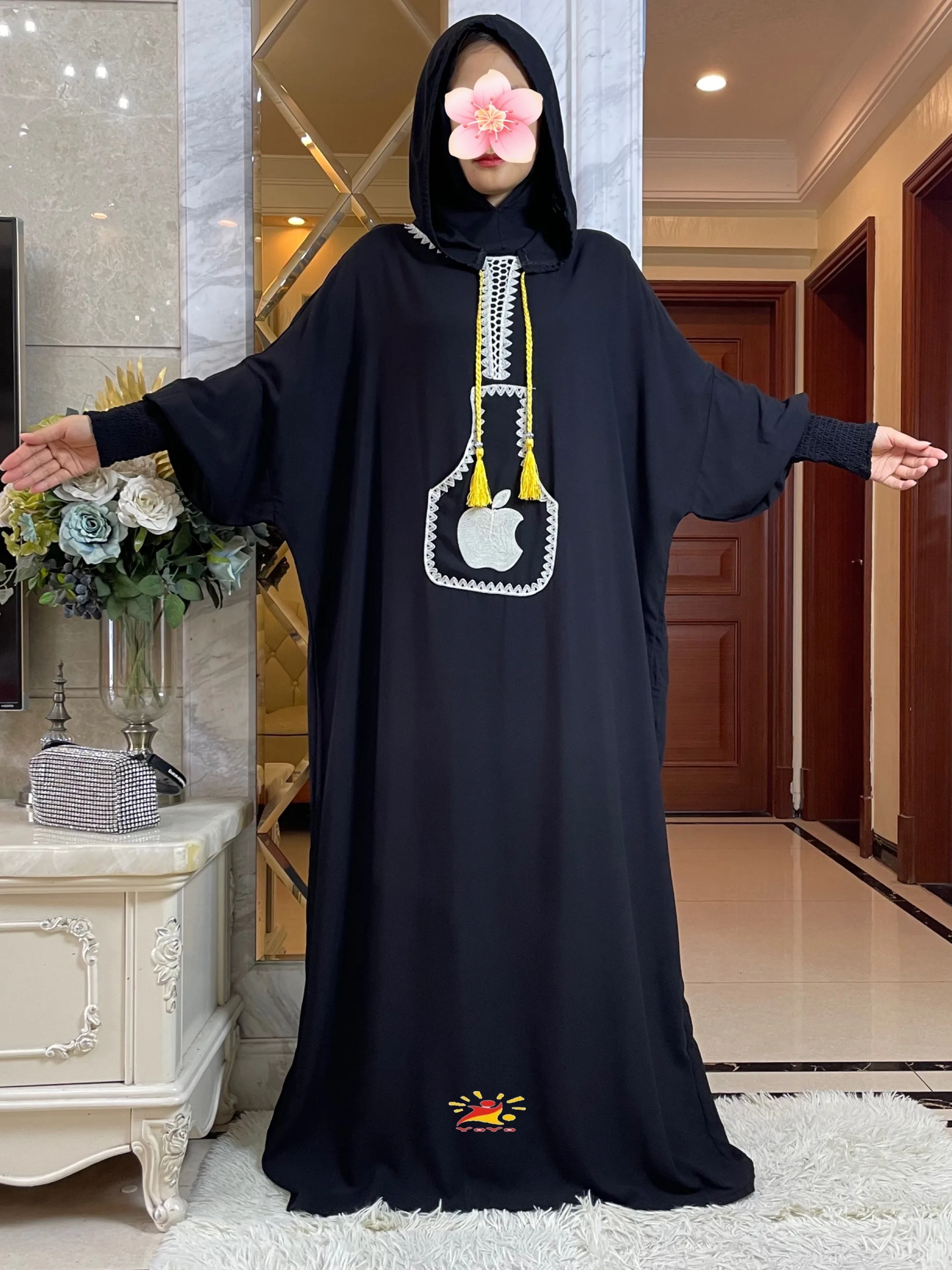 Il più nuovo musulmano manica a pipistrello Abaya donna Eid con cappuccio due cappelli in cotone abito ampio Dubai islamico maxi arabo abito Abaya