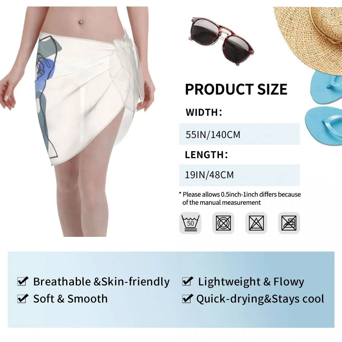 Benutzerdefinierte abstrakte Gesichtsdruck Strand Bikini Wrap durchsichtige Bikini Strandkleid kurzen Rock Chiffon Schal Vertuschungen für Frauen