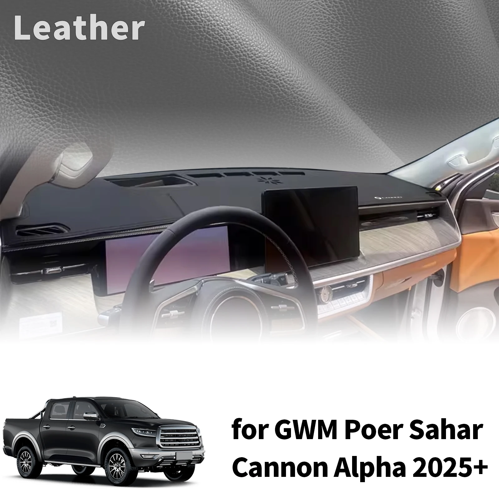 for GWM Poer Sahar Cannon Alpha 2025-2027Car Accessories DashMat Sunshade Dashmat Dashboard Cover Pad Protective Carpet Leather