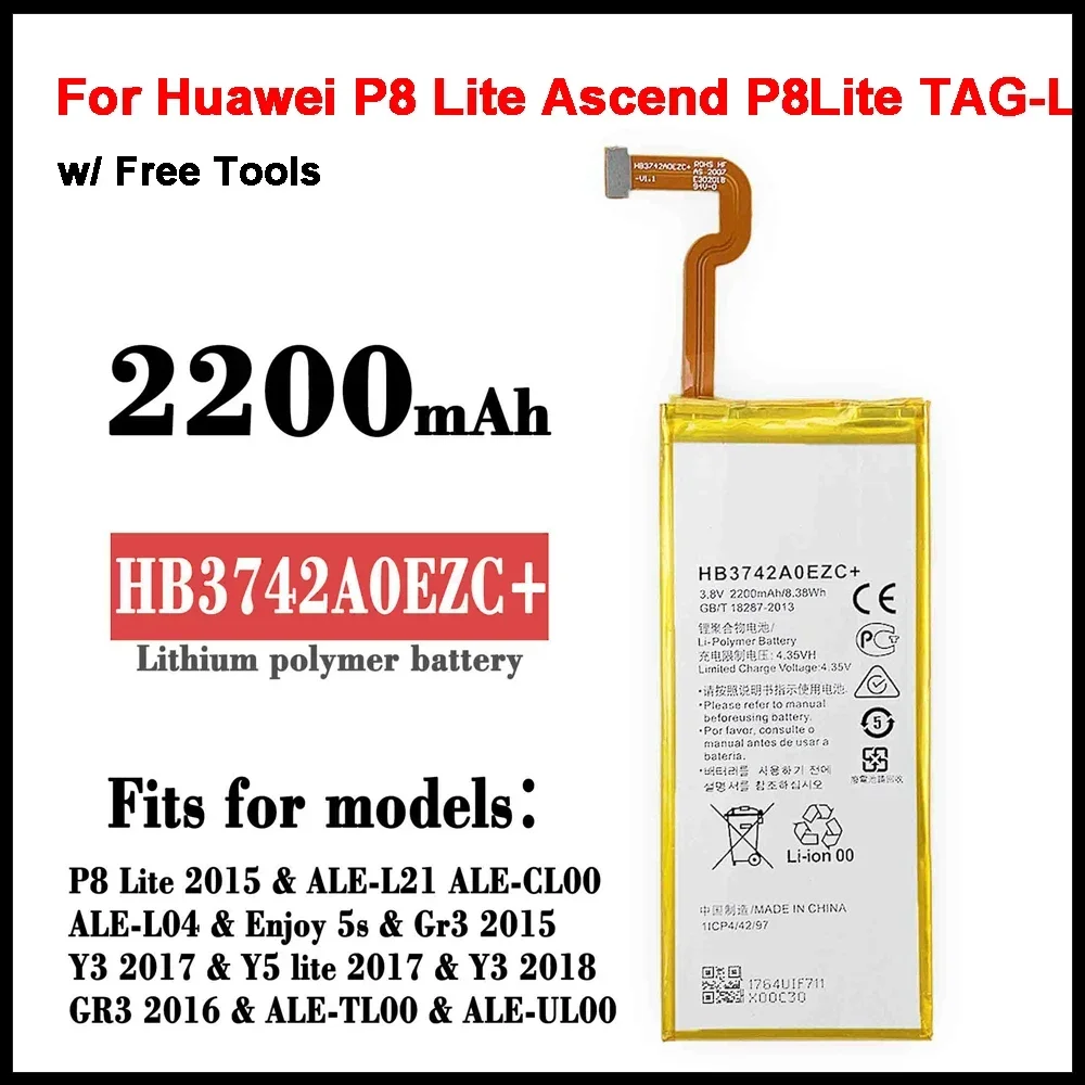 Bateria HB3742A0EZC + do Huawei P8 Lite Ascend P8 Lite TAG-L21 L22 L23 L01 L03 L13 ALE-L21 UL00 2200mAh Accu