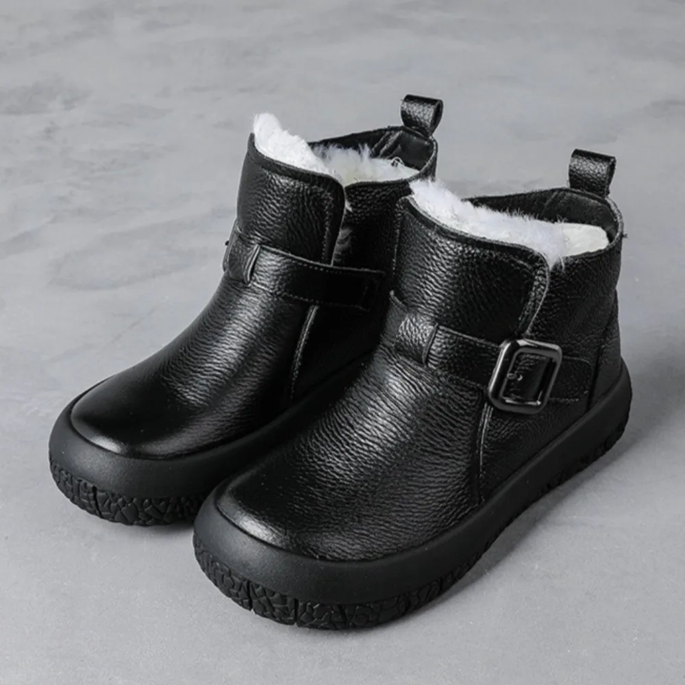 

Women's Ankle Boots Cowhide Short Boots Winter Non-slip and Warm Wool Boots Women's Thick Soled Leather Cotton Shoes Woman