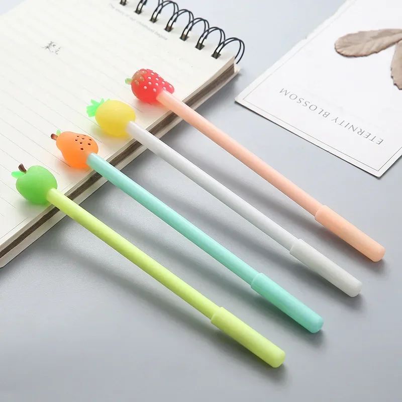 

40 Pcs Creative Personality Neutral Pen Fruit Head Small Fresh Pineapple Strawberry Student Stationery Candy Color Pen