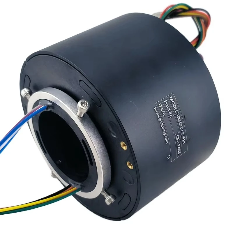 50mm inner diameter 119mm outer diameter 6-way motor slip ring with 10A current conductive rotary electrical connector