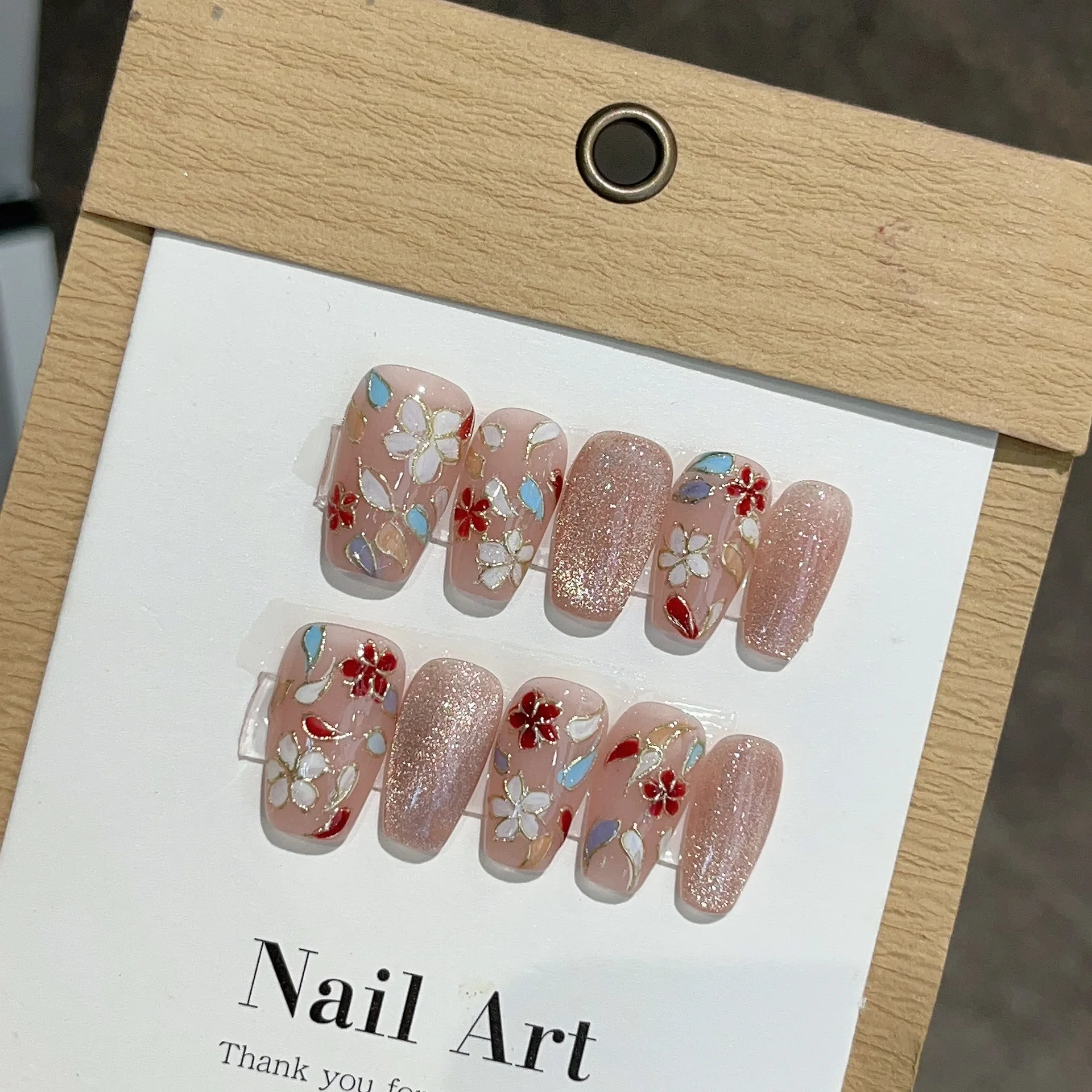 10 قطع اليدوية رسمت باليد مصوغة بطريقة المينا الأظافر كاذبة القط العين الأظافر تصميم للفتيات حزب والصيف الفن