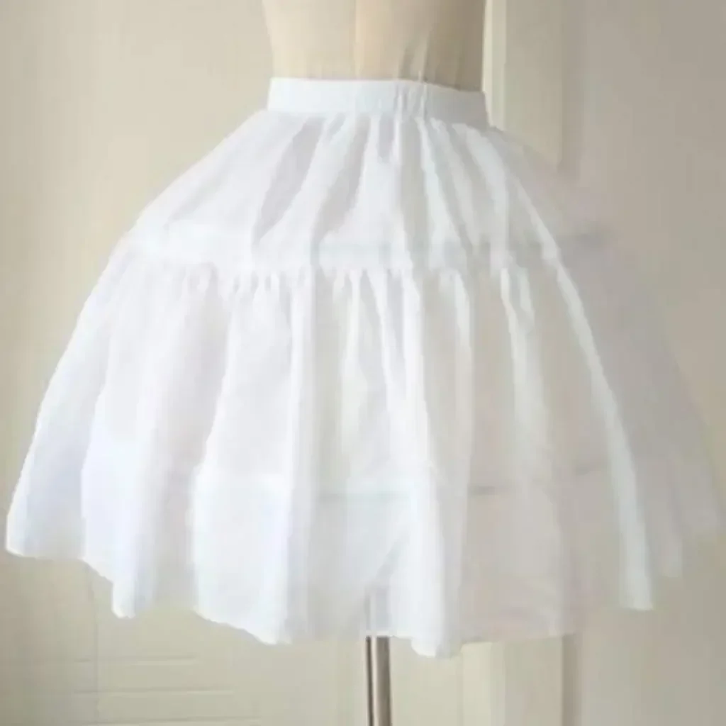 Women Girls Lolita Cosplay Crinoline Petticoat 2 Hoops Tulle Layers Bustle Adjustable Tutu Skirt Wedding Dress Short Half