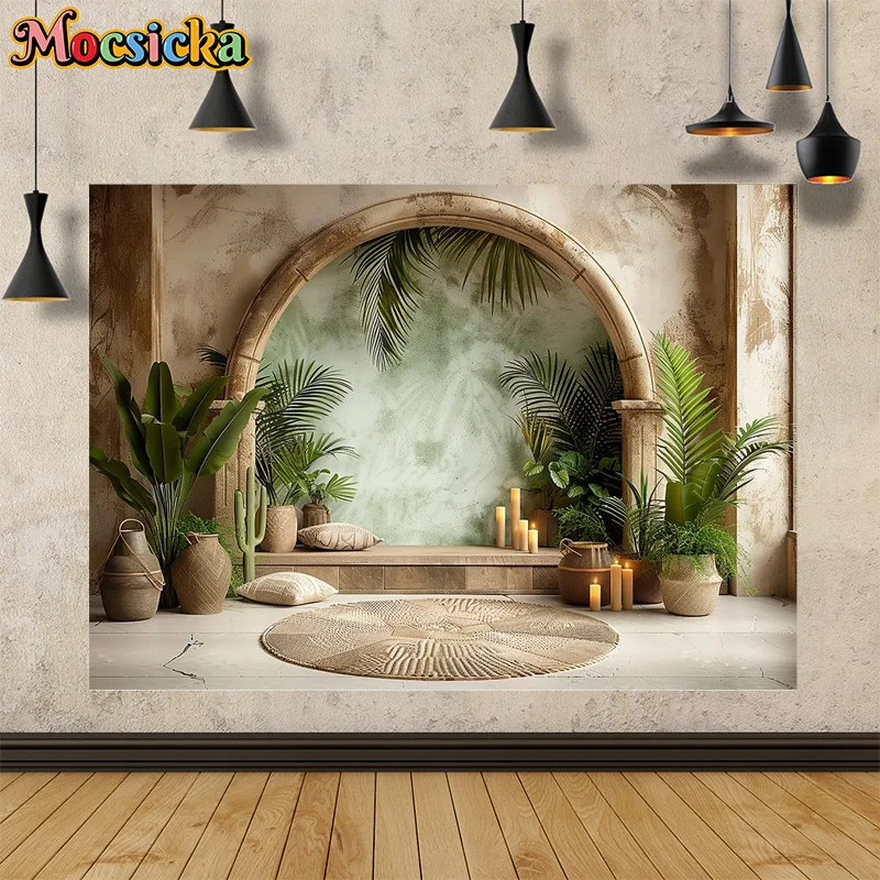 Mocsicka-Cenários de Fotografia, Festa de Aniversário, Arco de Areia, Verdura, Parede Quebrada Fundos, Retratos Estúdio Adereços, Adultos e Crianças