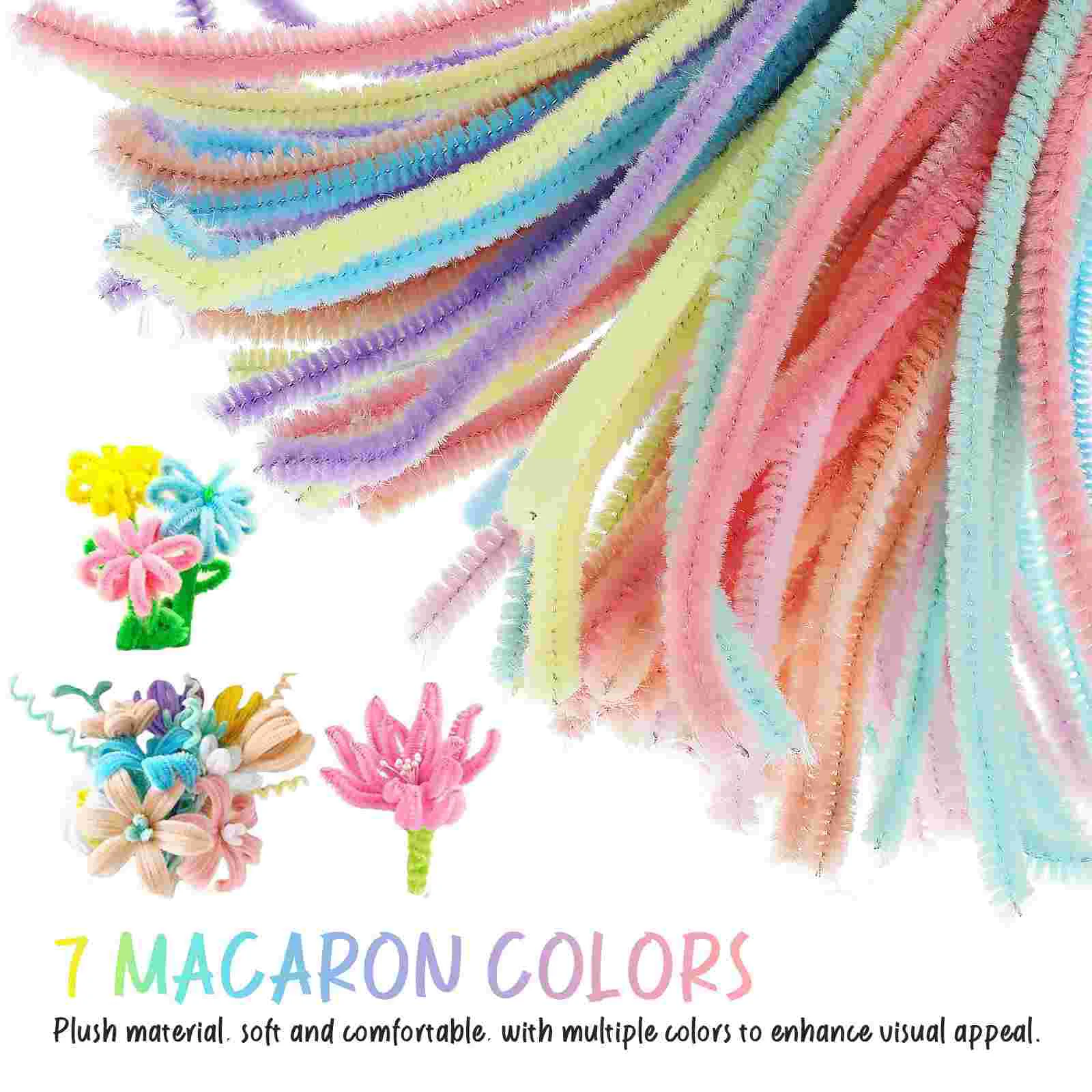 100 Pcs Toy Cleaner Macaron Colored Twist Bar Crafting Toys Fuzzy Wires Twisted Sticks For Crafts Bendable Chenille Stems Rods