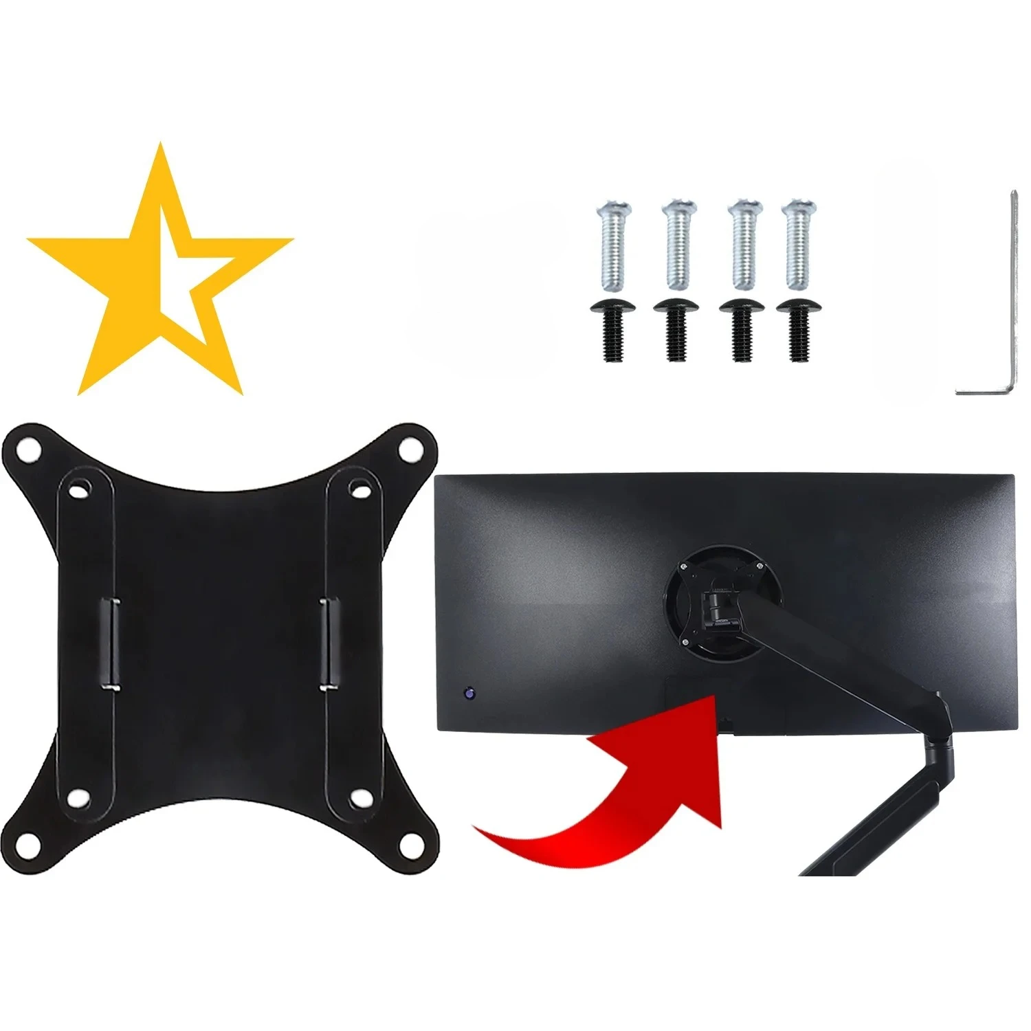 

VESA Mount Adapter for XIAOMI Mi G27Q X27G9 G Pro 27i G34WQ G34WQi Monitor Bracket Mounts to Stand / Arm / Desk Mount -Metal